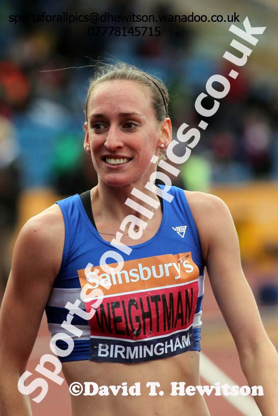 Laura Weightman (Morpeth) after winning the 1500 metres, 2014 Sainsbury's British Championships. Photo: David T. Hewitson/Sports for All Pics